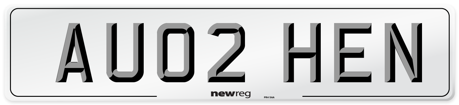 AU02 HEN Number Plate from New Reg